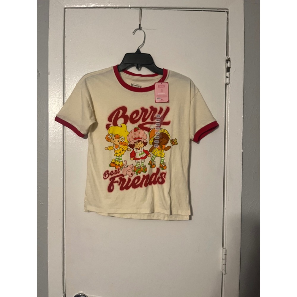 Strawberry Shortcake Girls Berry Best Friends Retro Ringer T-Shirt Cream 10/12